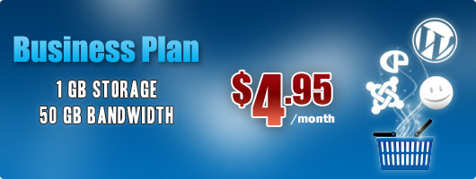 Business Plan. 2 GB Storage, 120 GB Bandwidth. $9.95/month