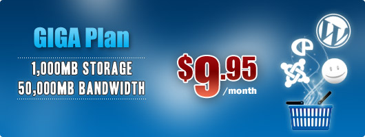 BuyHTTP GIGA Plan. 1GB Storage, 50GB Bandwidth. $9.95/month