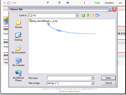 Select the plugin to install and click Open.