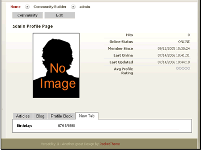 This is the new tab with a field added to it.