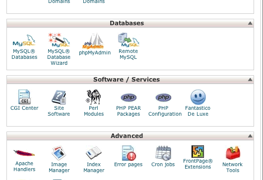 Locate the MySQL Database Wizard button in cPanel