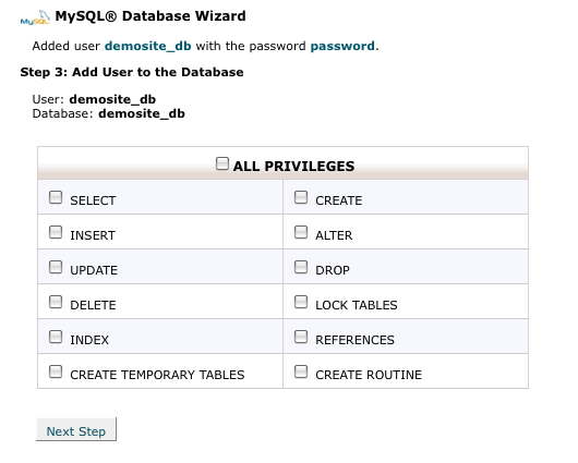 Give your database user ALL PRIVILEGES.