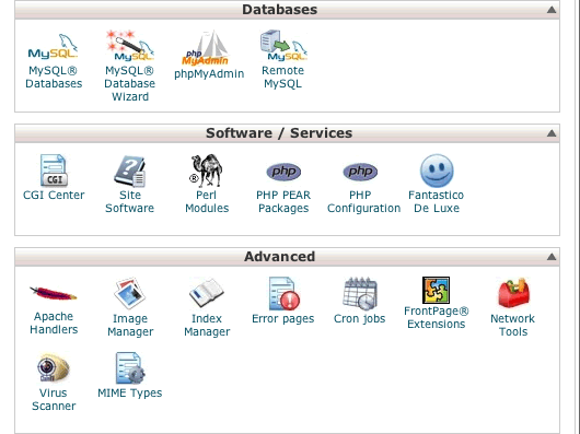 Locate the Fantastico button in cPanel