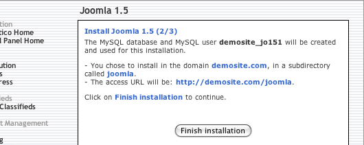 Click the Finish Installation button.