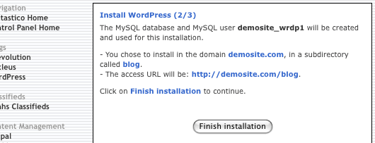 Click the Finish Installation button.