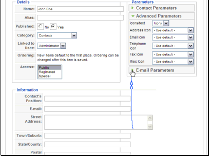 And you can set email parameters.