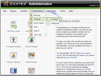 To begin navigate to Components >> Contacts >> Contacts