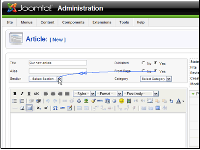 Then select the section and category