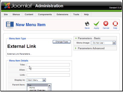 If you want to change the type of menu item, you can do that here.