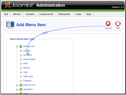 Select the type of menu item you want to create.