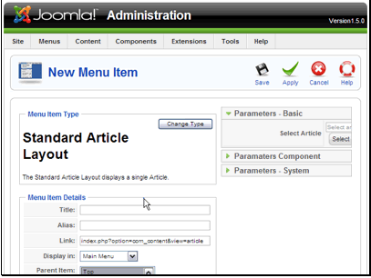 If you want to change the type of menu item, you can do that here.