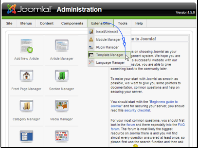 Begin by navigating to Extensions >> Template Manager