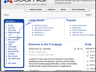 Click the menu item the template was assigned to.