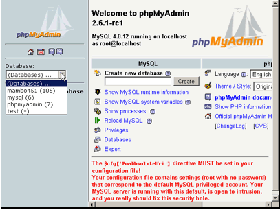 From the Database dropdown menu select your Joomla database.