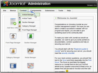 Begin by navigating to Content >> Article Manager