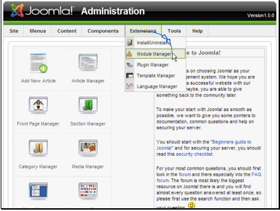 Begin by navigating to Extensions >> Module Manager