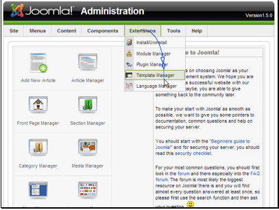 Begin by navigating to Extensions >> Template Manager