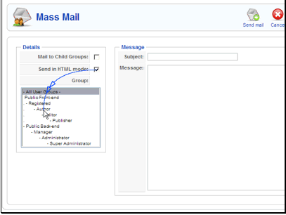Then select the group or groups to email to