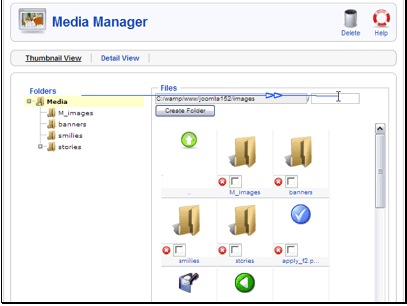 This is an overview of the files and folders in our media manager. First, let's create a new folder to use.