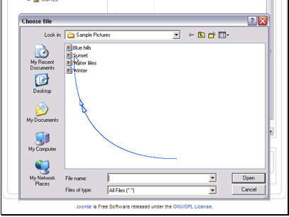 Select the image to upload and click Open.