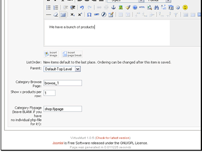 You can choose a parent category
You can change the template page for the category
You can change the number of products to show per row in the category overview page
You can create a default flypage for the category as well