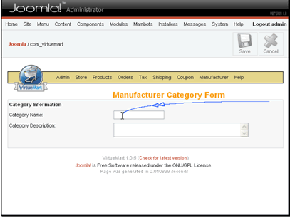 Enter a name and description for the category