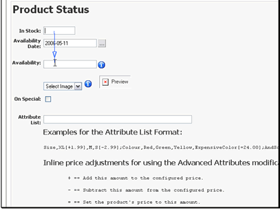 Enter the availability on the product. This can be anything you want