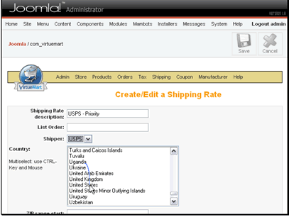 Then select a coutry that this rate applies to. You can select multiple countries if you want to