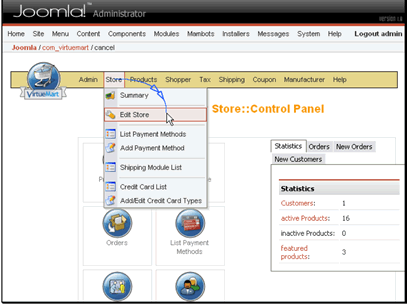 Navigate to Store >> Edit Store