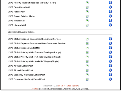 Select the types of shipping you want to use for international orders