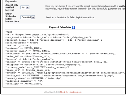 Some payment methods allow you to pass additional information, this can be set in this box