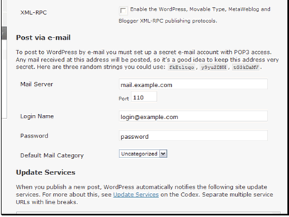 WordPress has a system that allows you to email yourself to create new posts. Since any email that makes it to this box gets added as a post it is suggested to make this a random name and the system provides you with a few suggestions.
