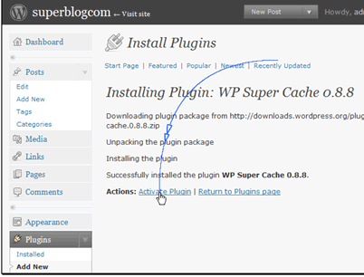 The plugin has been installed. The last step to making it active on our site is to click the Activate Plugin link. If you skip this step it won't have any effect on the site.