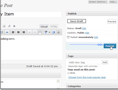When you're done click the Publish button.