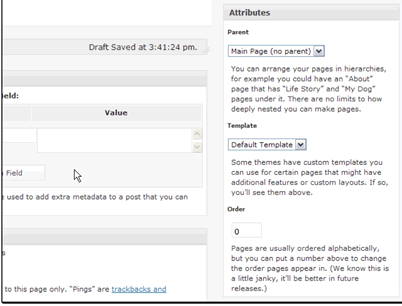 You can also set several attributes for the page.