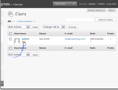 Click the Edit link for the user you want to edit.