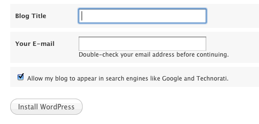 Enter your site name you'd like and your email address.